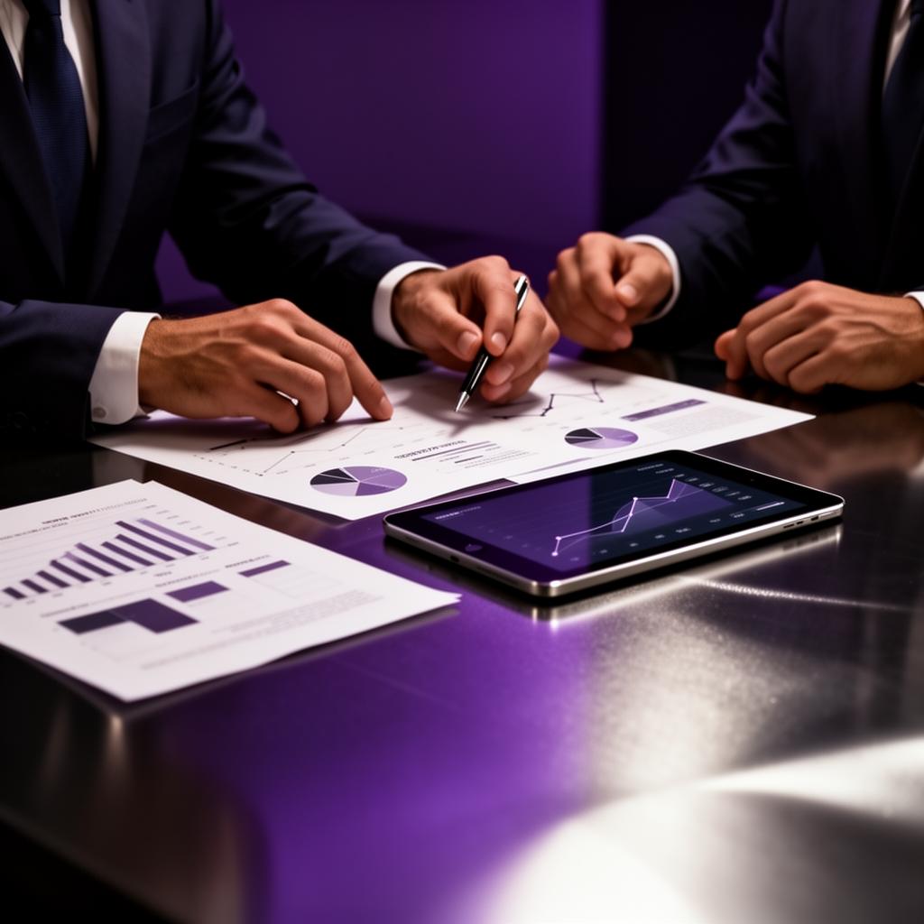 Consultants reviewing financial reports
